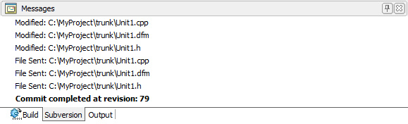 Subversion Commit Completed in C++Builder XE2