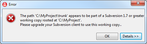Subversion Upgrade Error in C++Builder XE2