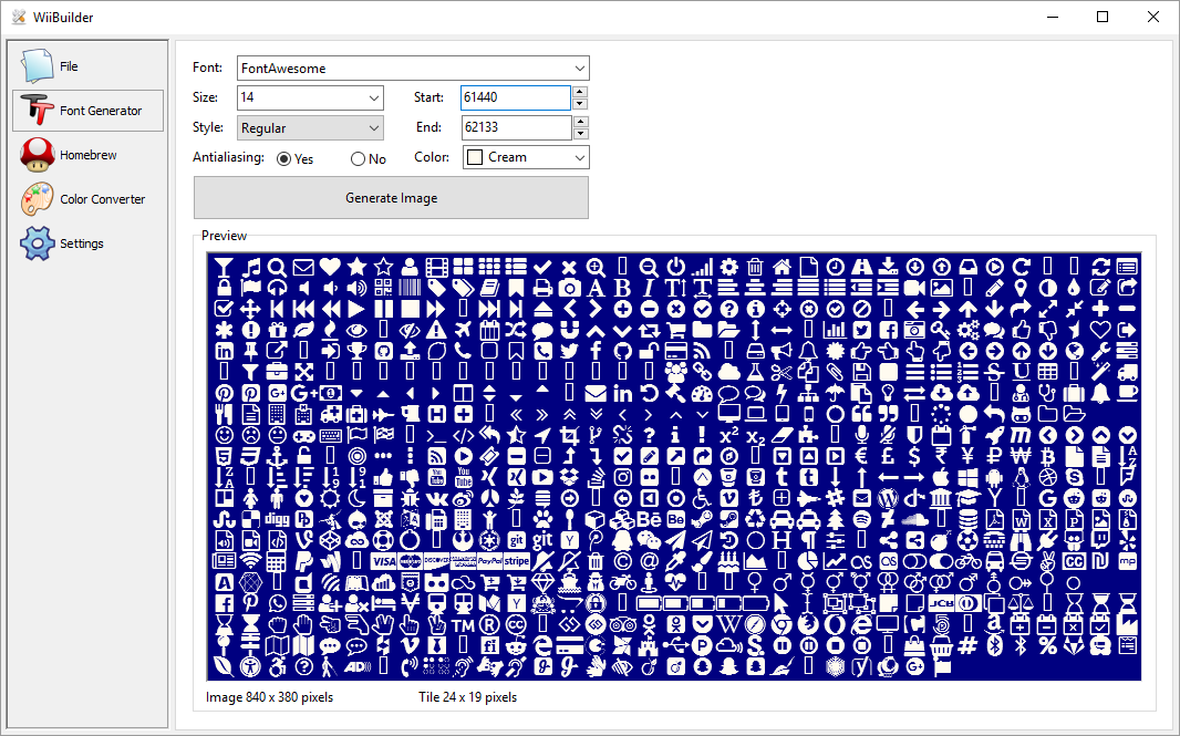 WiiBuilder with FontAwesome font