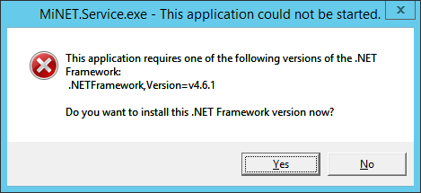 .NET Framework 4.6.1 est requis