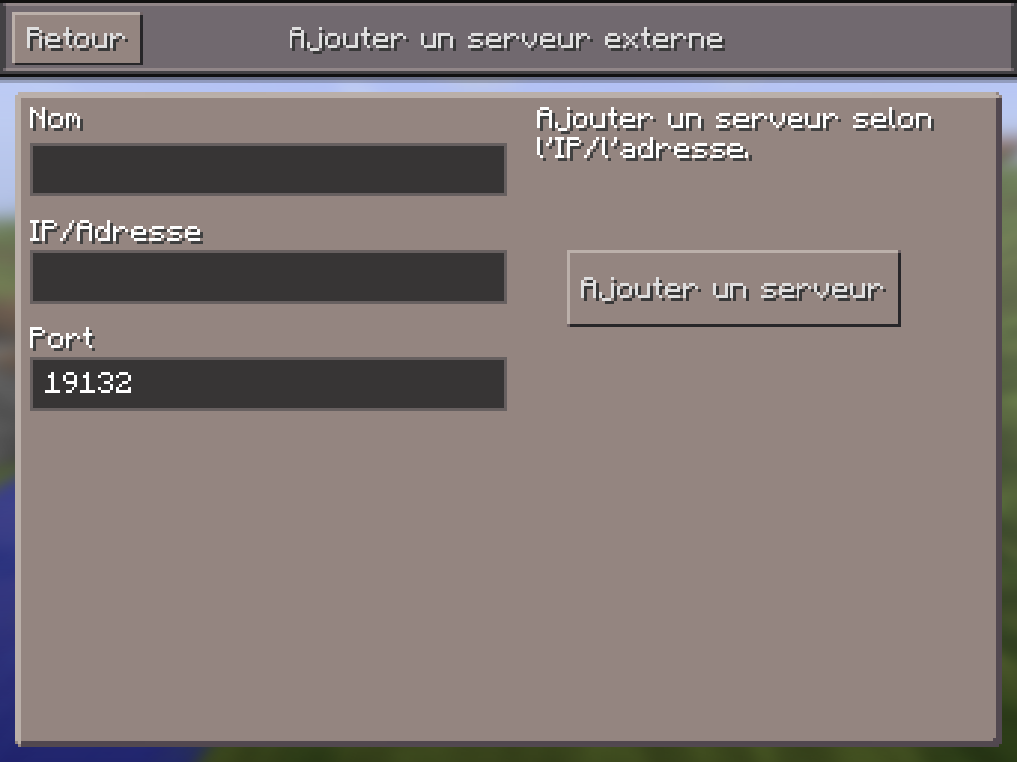 Minecraft: Ajouter un serveur externe