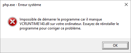 Le fichier VCRUNTIME140.dll est absent