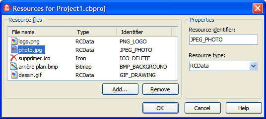 Ressources sous C++Builder